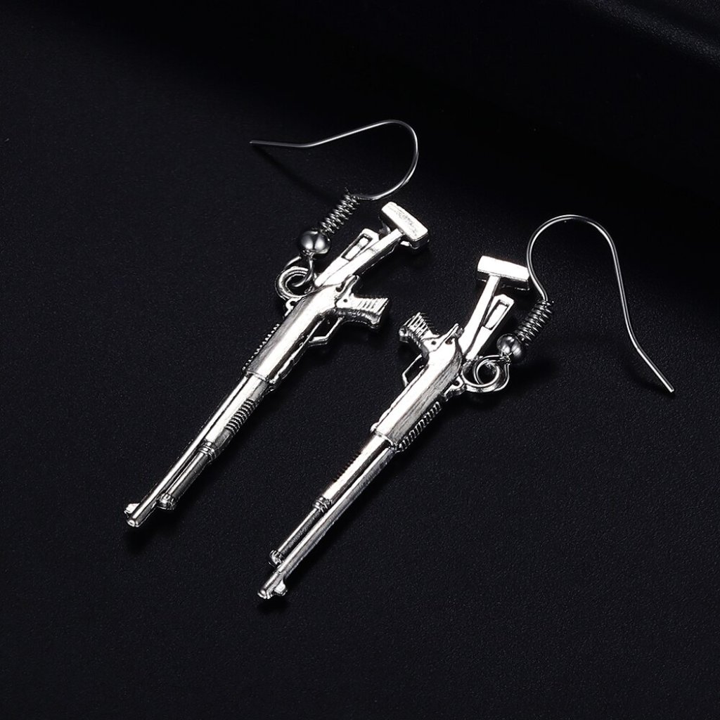 Trendy Vintage Shot Gun Antique Silver Plated Punk Earrings For Woman, K465